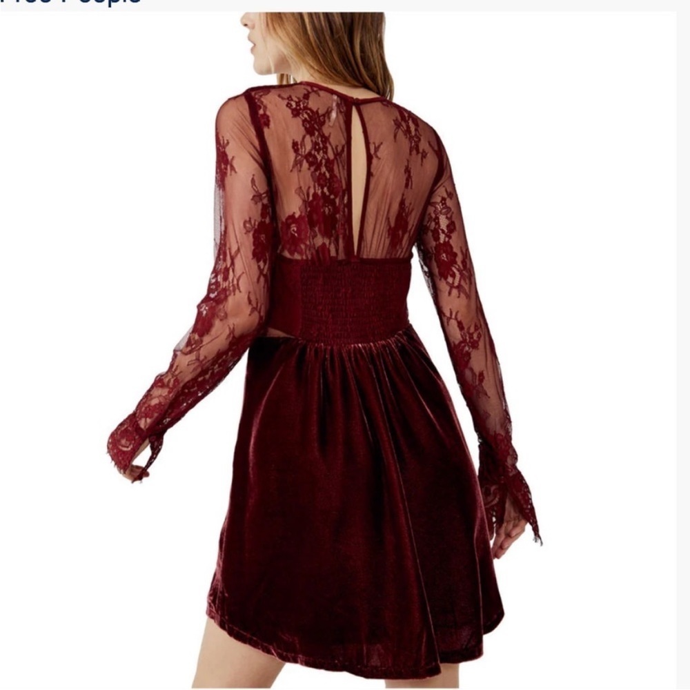 - NWOT FREE PEOPLE DRESS burgundy color - Picture 2 of 10